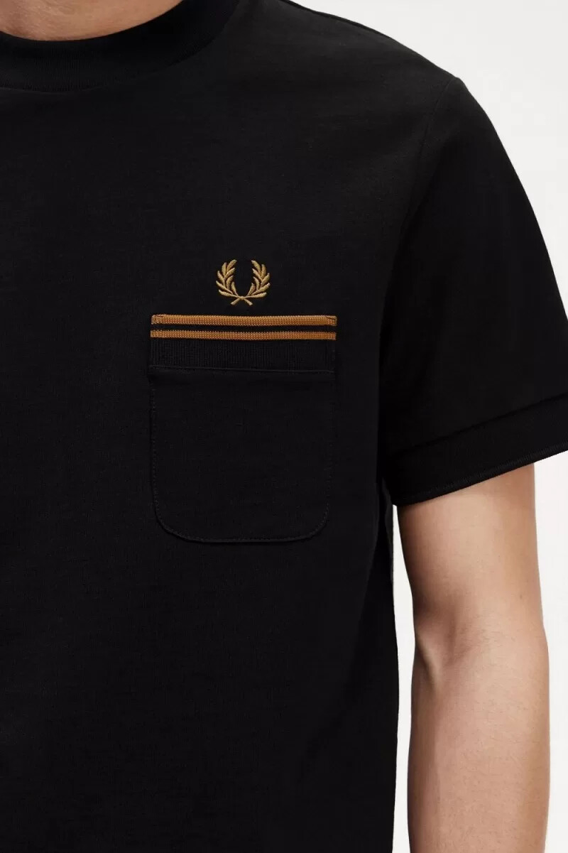 fred perry t-shirt med dubbelficka svart