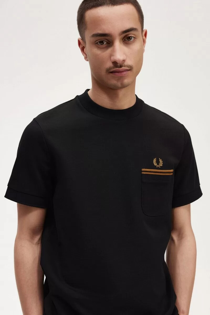 fred perry t-shirt med dubbelficka svart