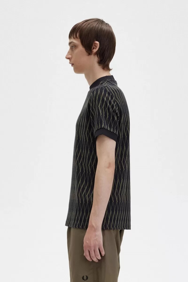 fred perry argyle jacquard herr t-shirt svart