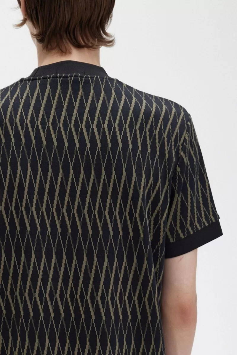 fred perry argyle jacquard herr t-shirt svart