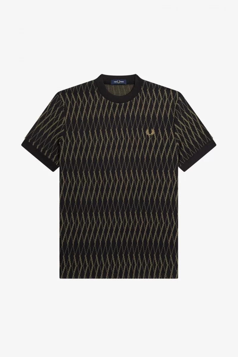 fred perry argyle jacquard herr t-shirt svart