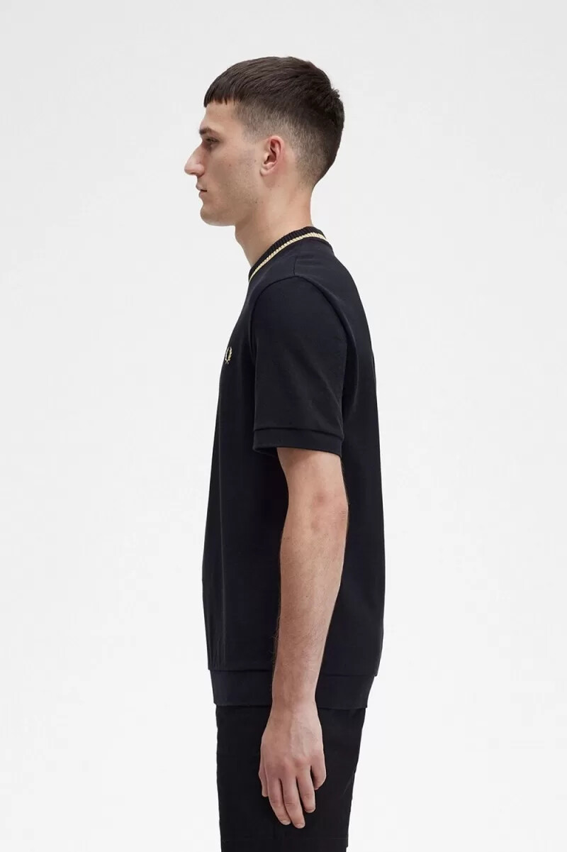 fred perry rund neck piqué herr t-shirt svart