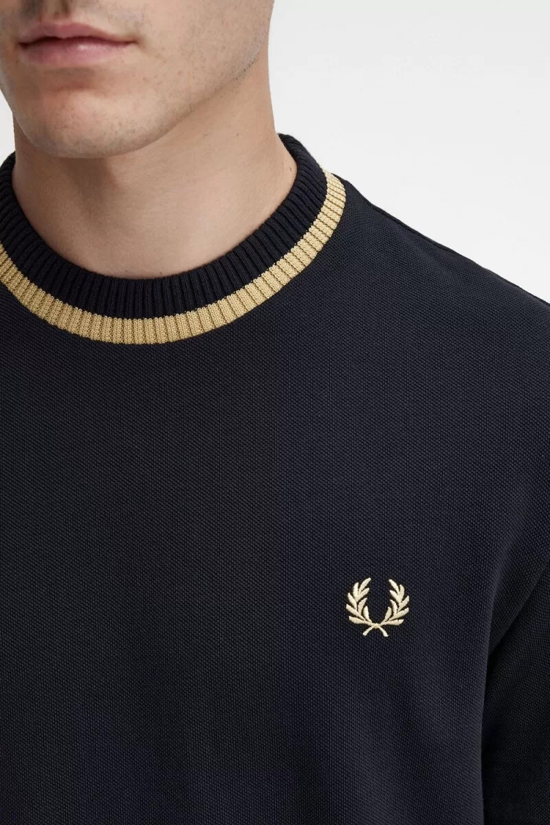 fred perry rund neck piqué herr t-shirt svart