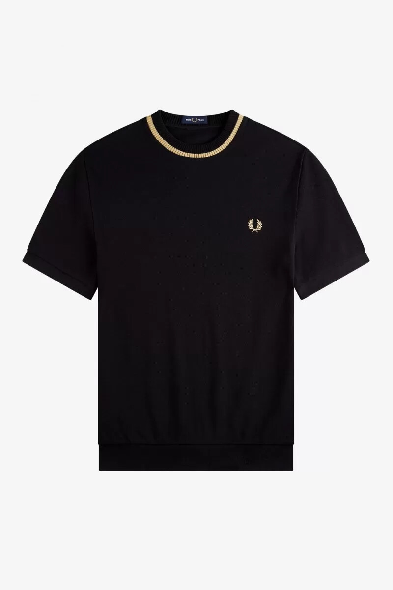 fred perry rund neck piqué herr t-shirt svart