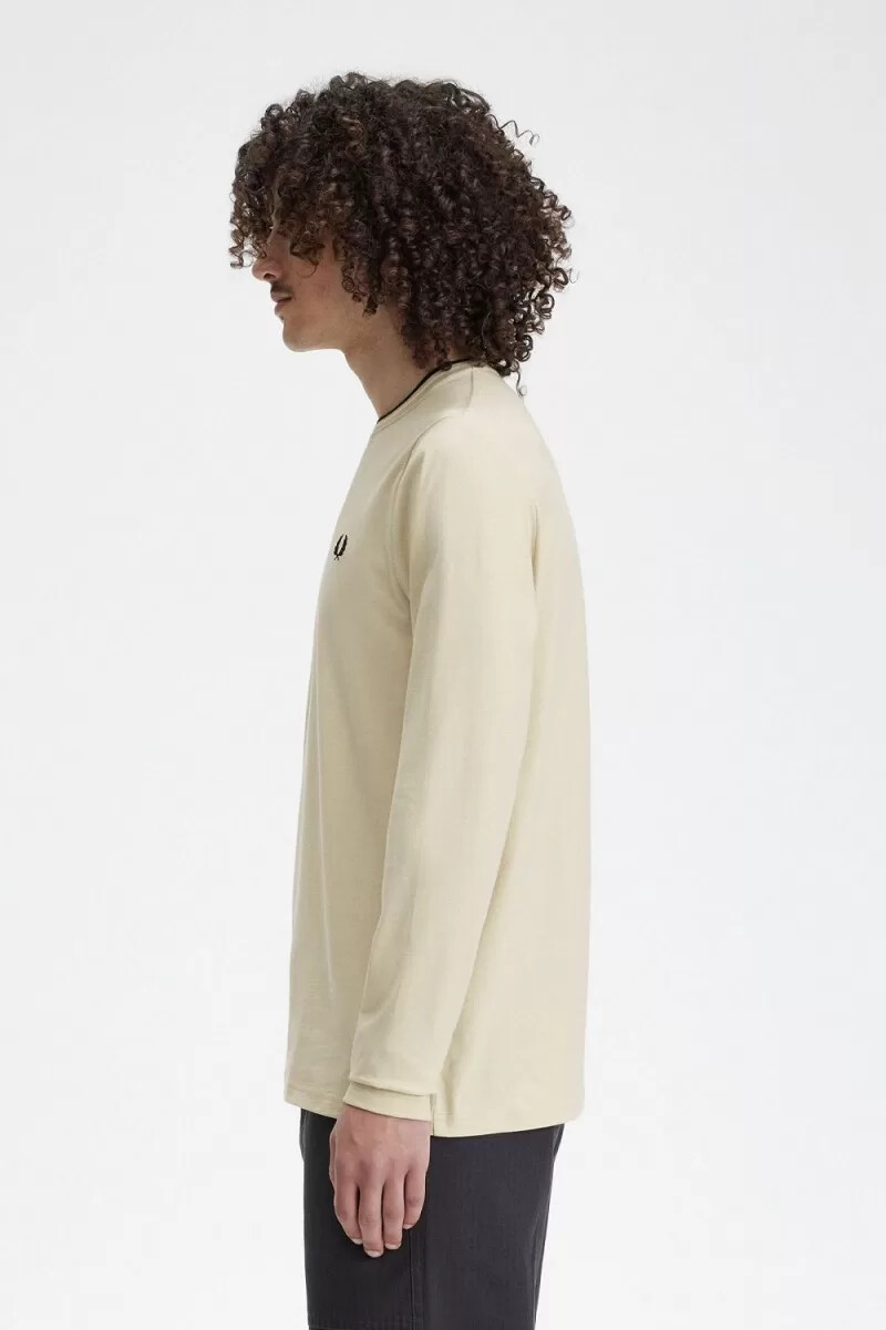 fred perry twin tipped herr t-shirt havregryn beige svart