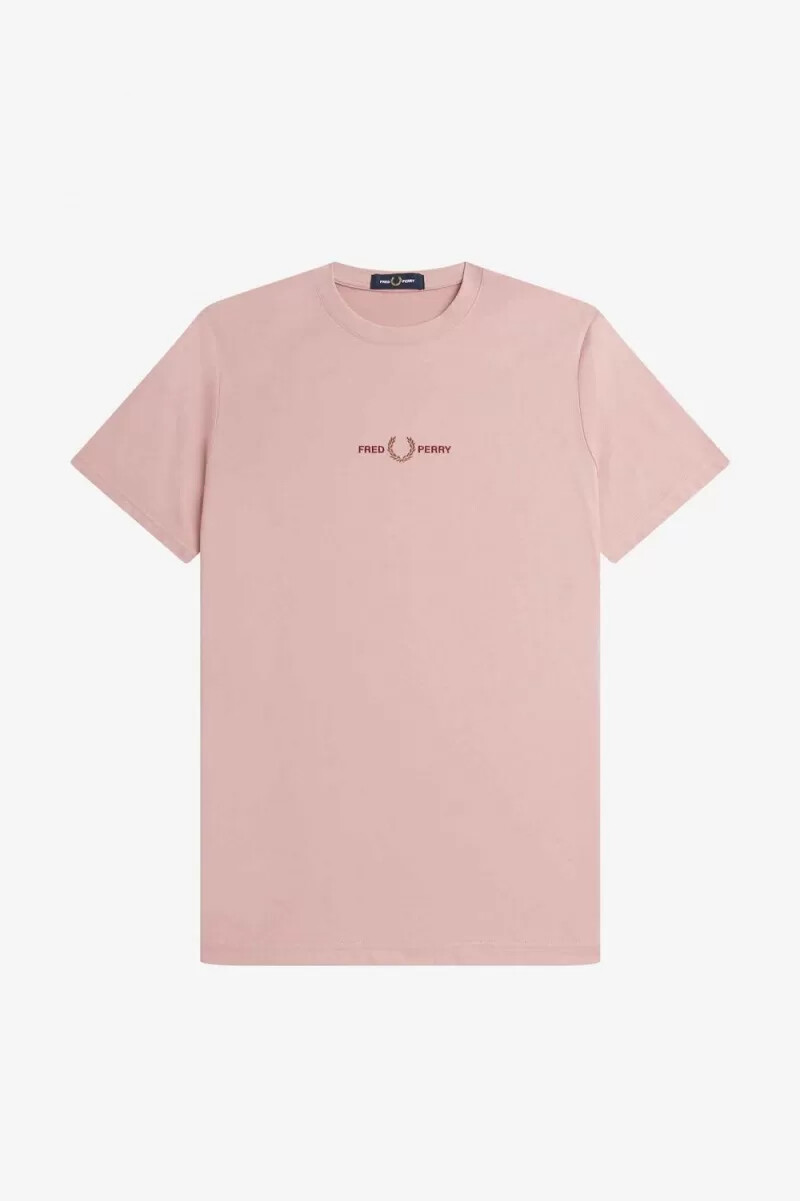 fred perry broderad herr-t-shirt dusty rose rosa