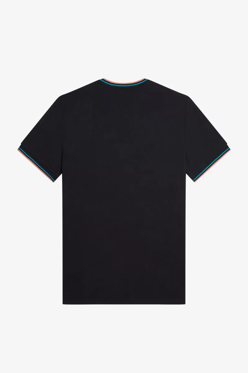 fred perry twin tipped herr t-shirt svart cyberblå ljusrost