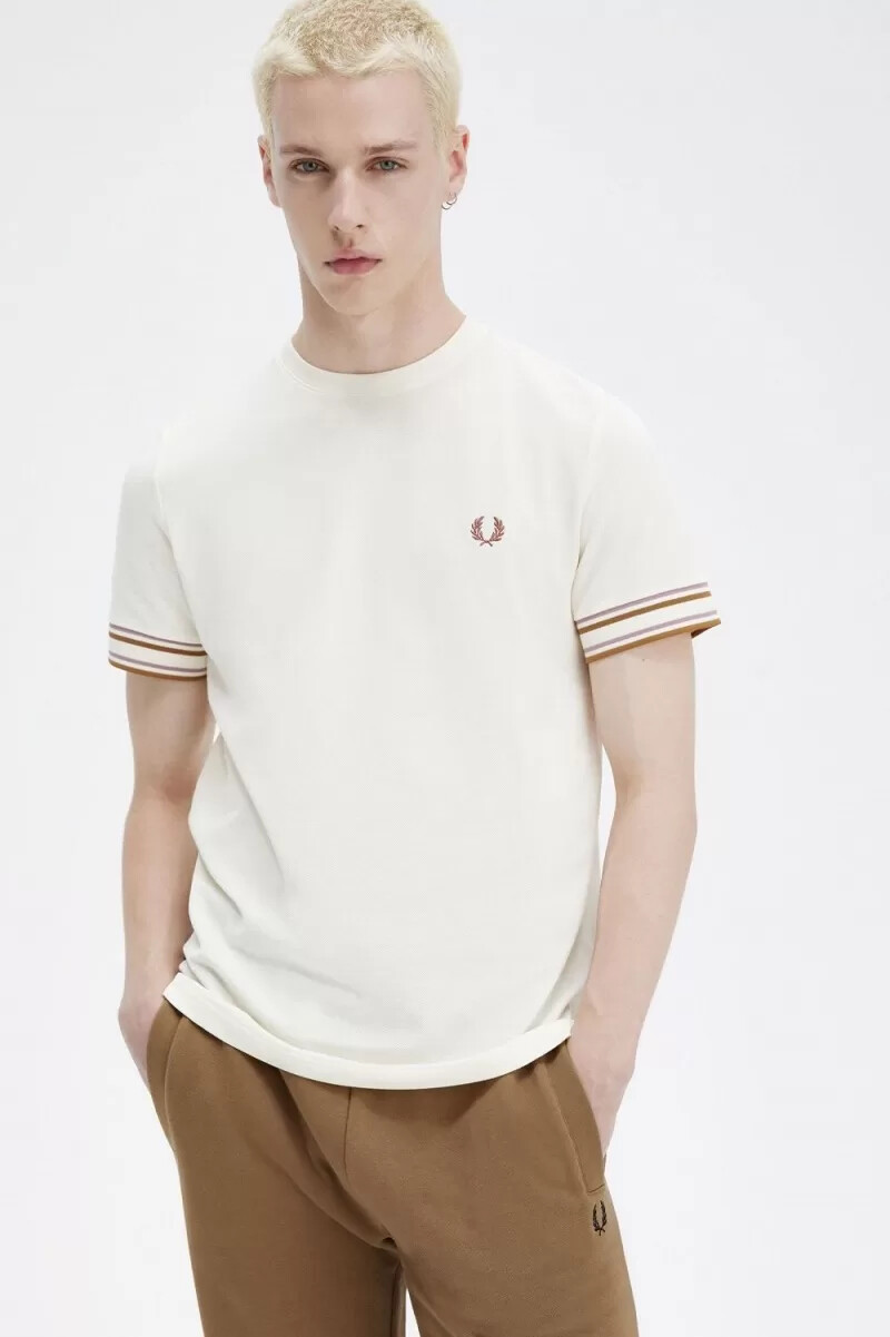 fred perry bold tipped piqué herr t-shirt beige