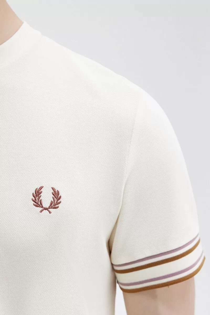 fred perry bold tipped piqué herr t-shirt beige