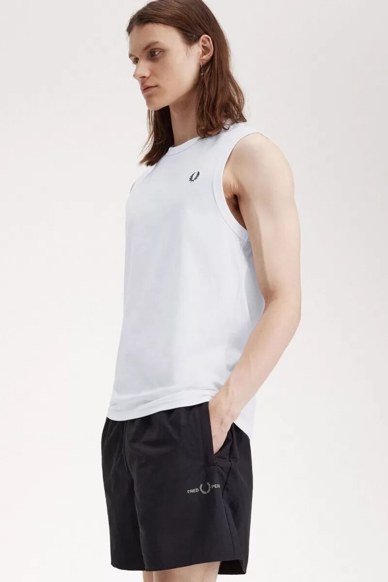 fred perry rund halsad väst herr t-shirt vit