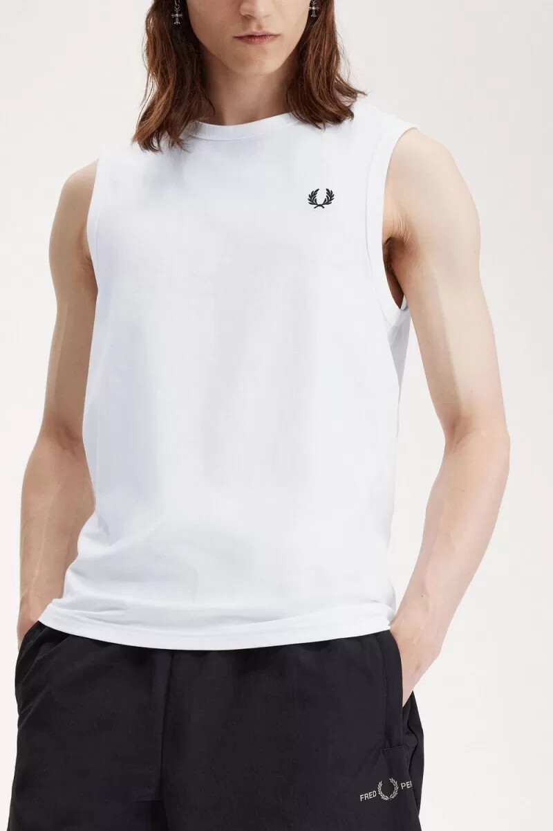 fred perry rund halsad väst herr t-shirt vit