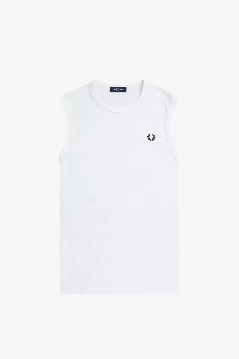 fred perry rund halsad väst herr t-shirt vit