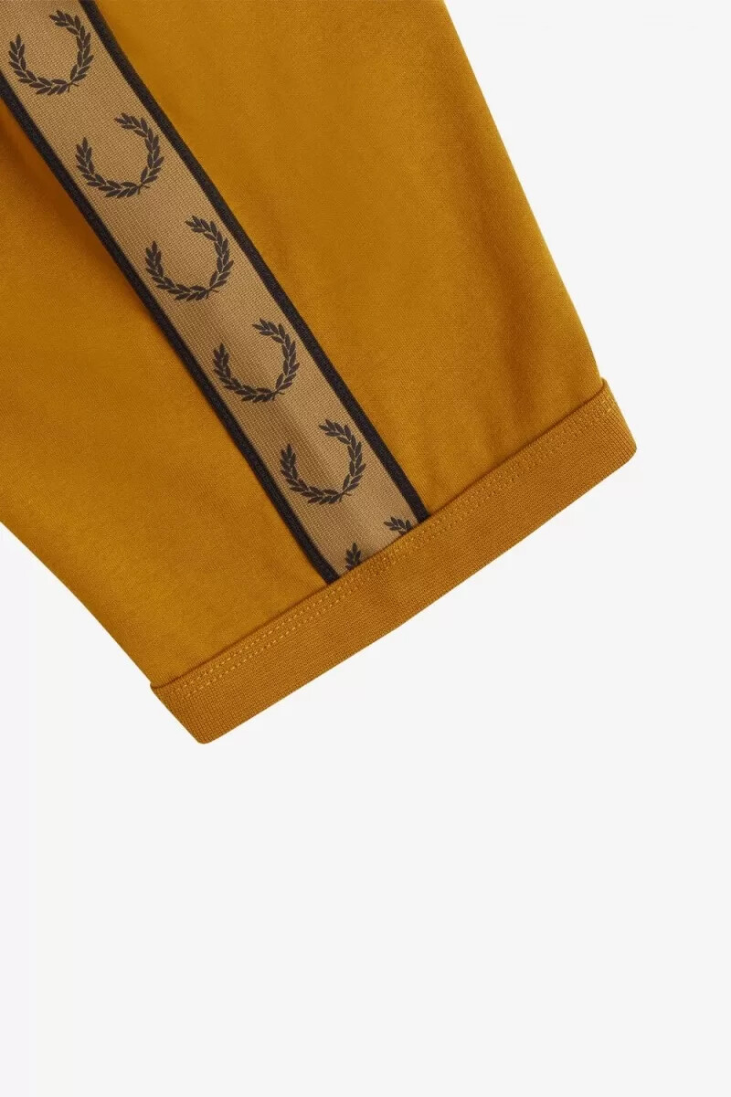 fred perry contrast tape ringer herr t-shirt mörk kaffe brun