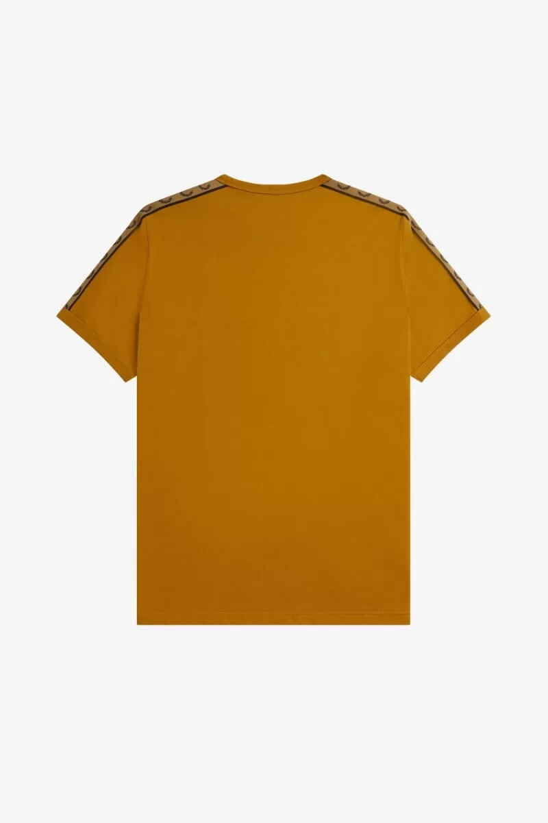 fred perry contrast tape ringer herr t-shirt mörk kaffe brun