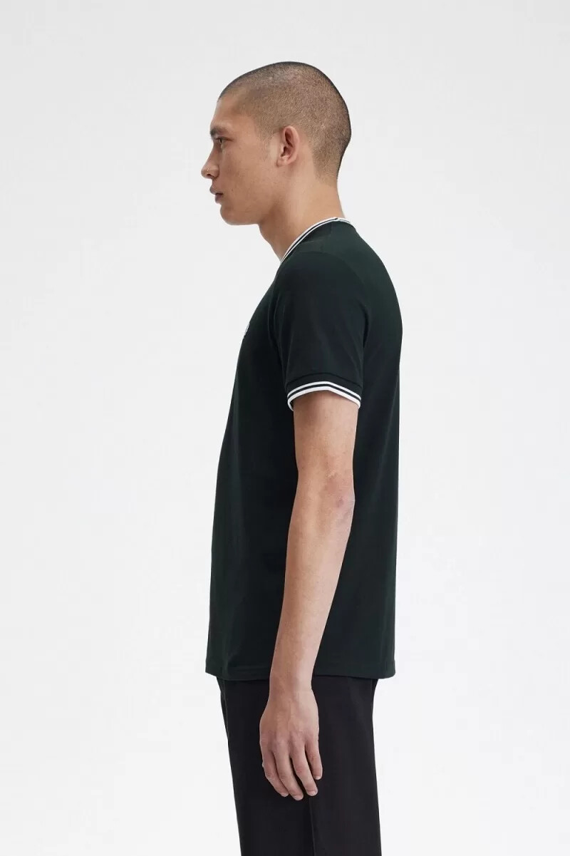 fred perry twin tipped herr t-shirt nattgrön snövit