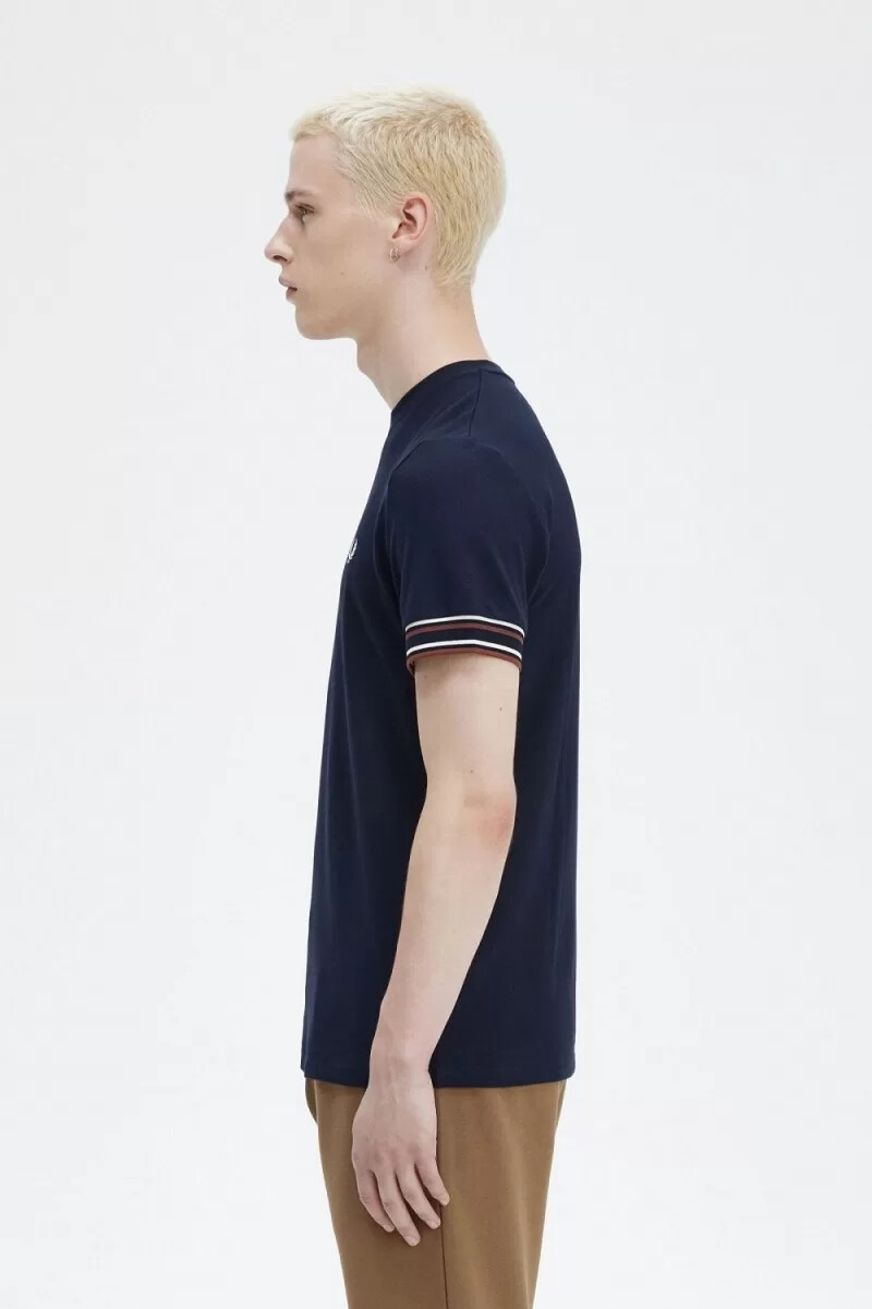 fred perry bold tipped piqué herr t-shirt marinblå