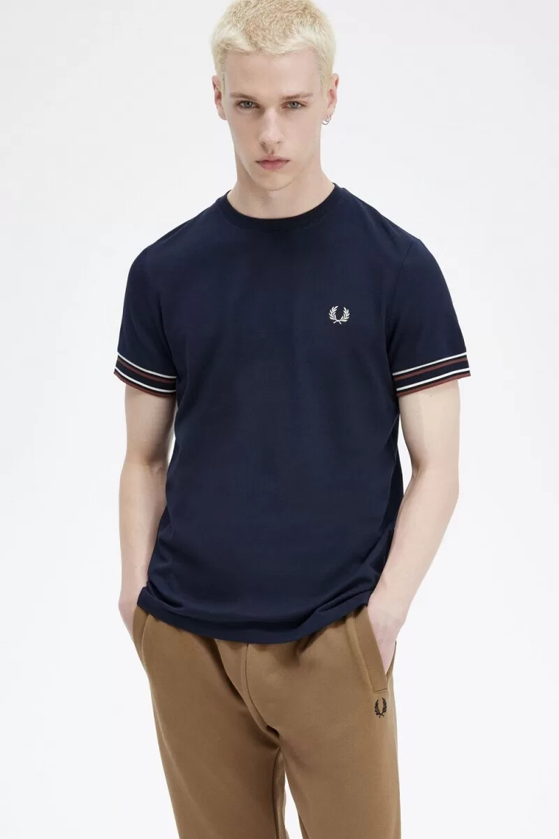 fred perry bold tipped piqué herr t-shirt marinblå