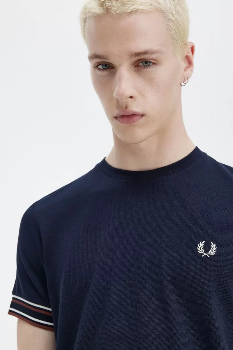 fred perry bold tipped piqué herr t-shirt marinblå