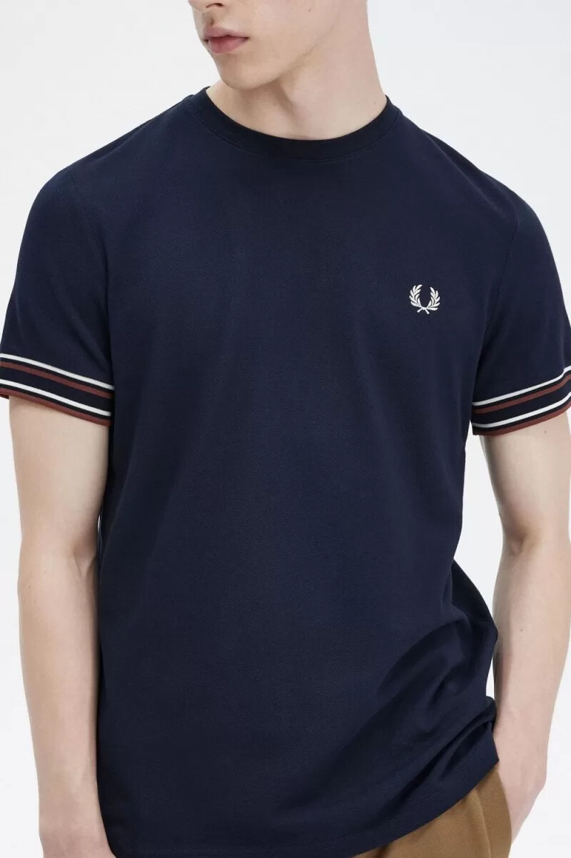 fred perry bold tipped piqué herr t-shirt marinblå
