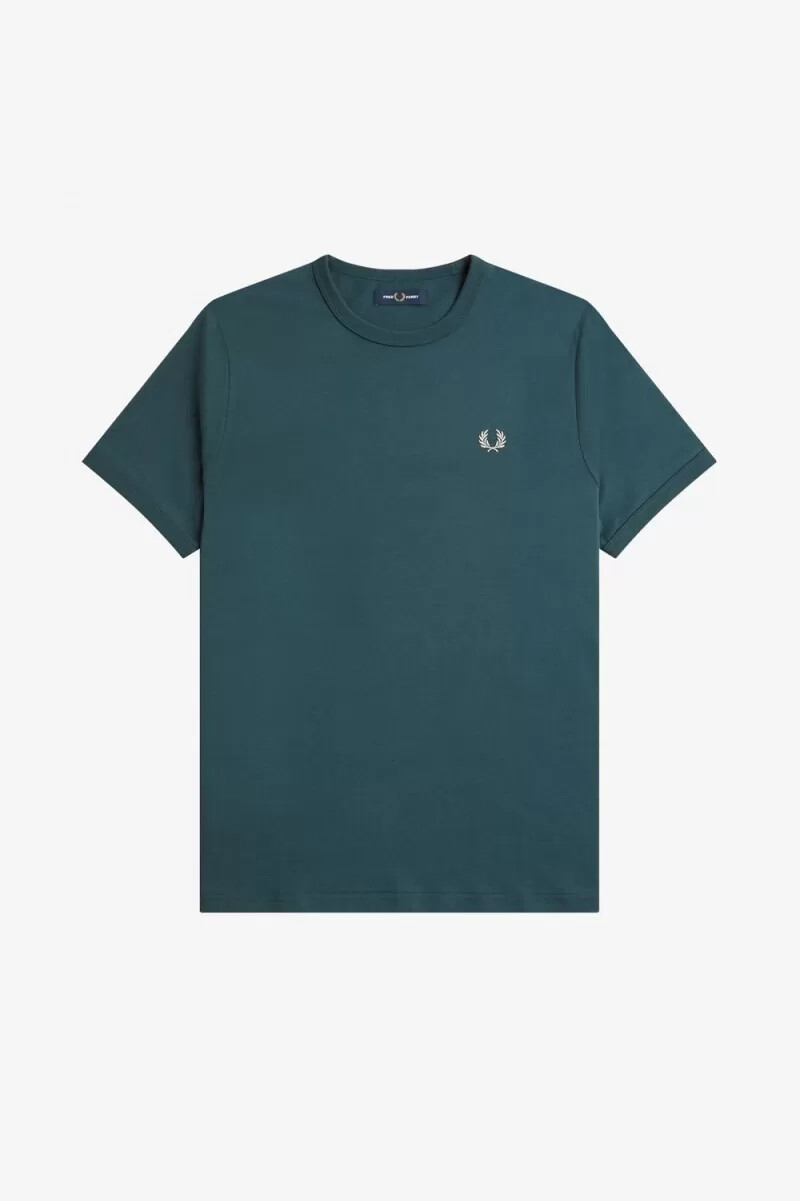 fred perry ringer herr t-shirt petrolblå