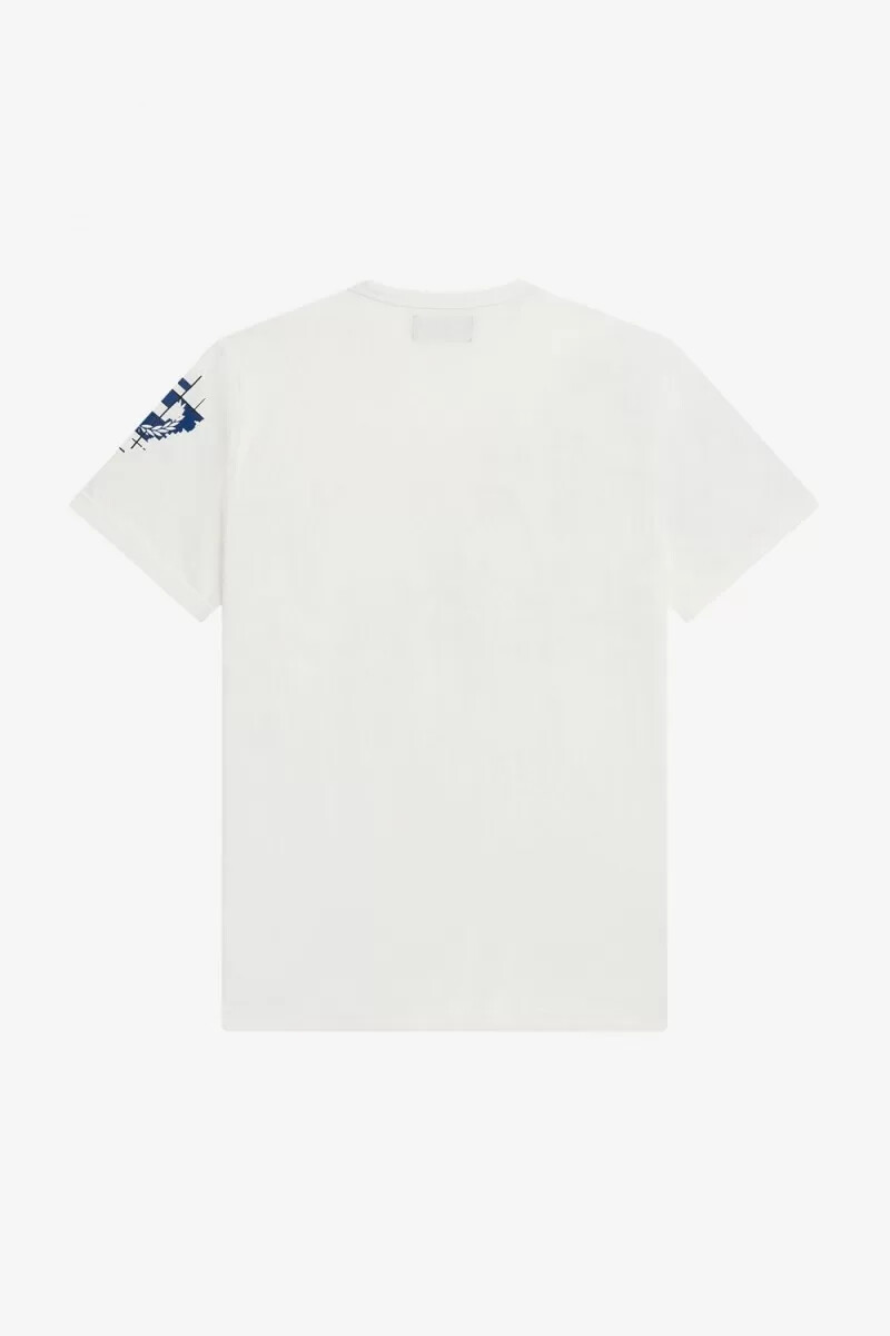 fred perry grid print herr t-shirt snövit