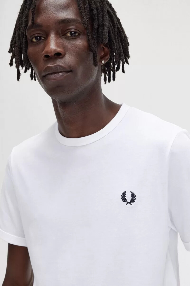 fred perry ringer herr t-shirt vit