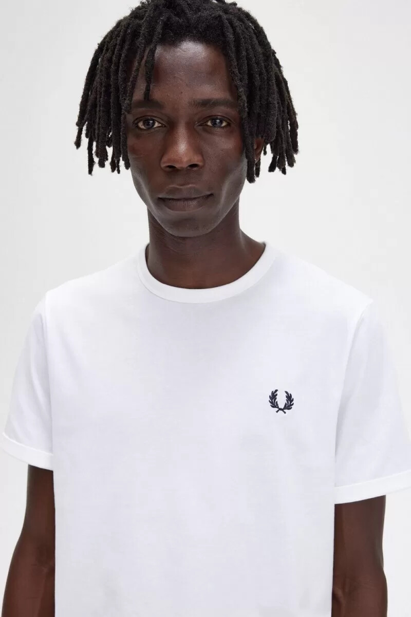 fred perry ringer herr t-shirt vit