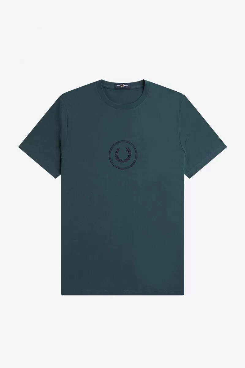 fred perry circle branding herr t-shirt petrolblå