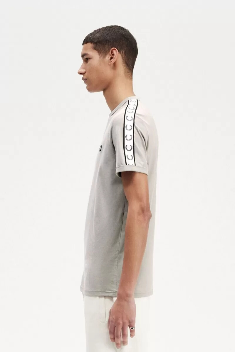 fred perry taped ringer herr t-shirt grå