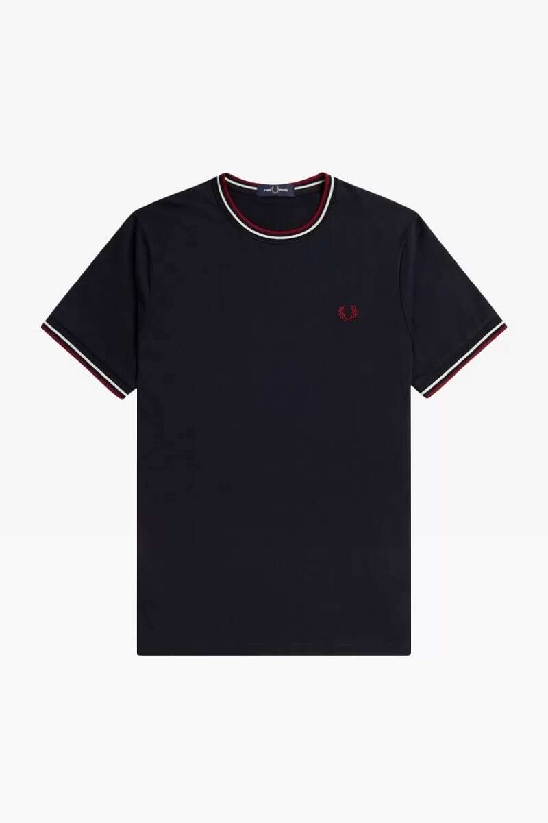fred perry twin tipped herr t-shirt marinblå snövit bränd röd