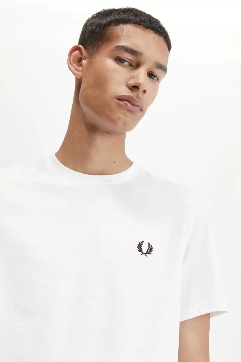 fred perry laurel wreath graphic herr t-shirt vit
