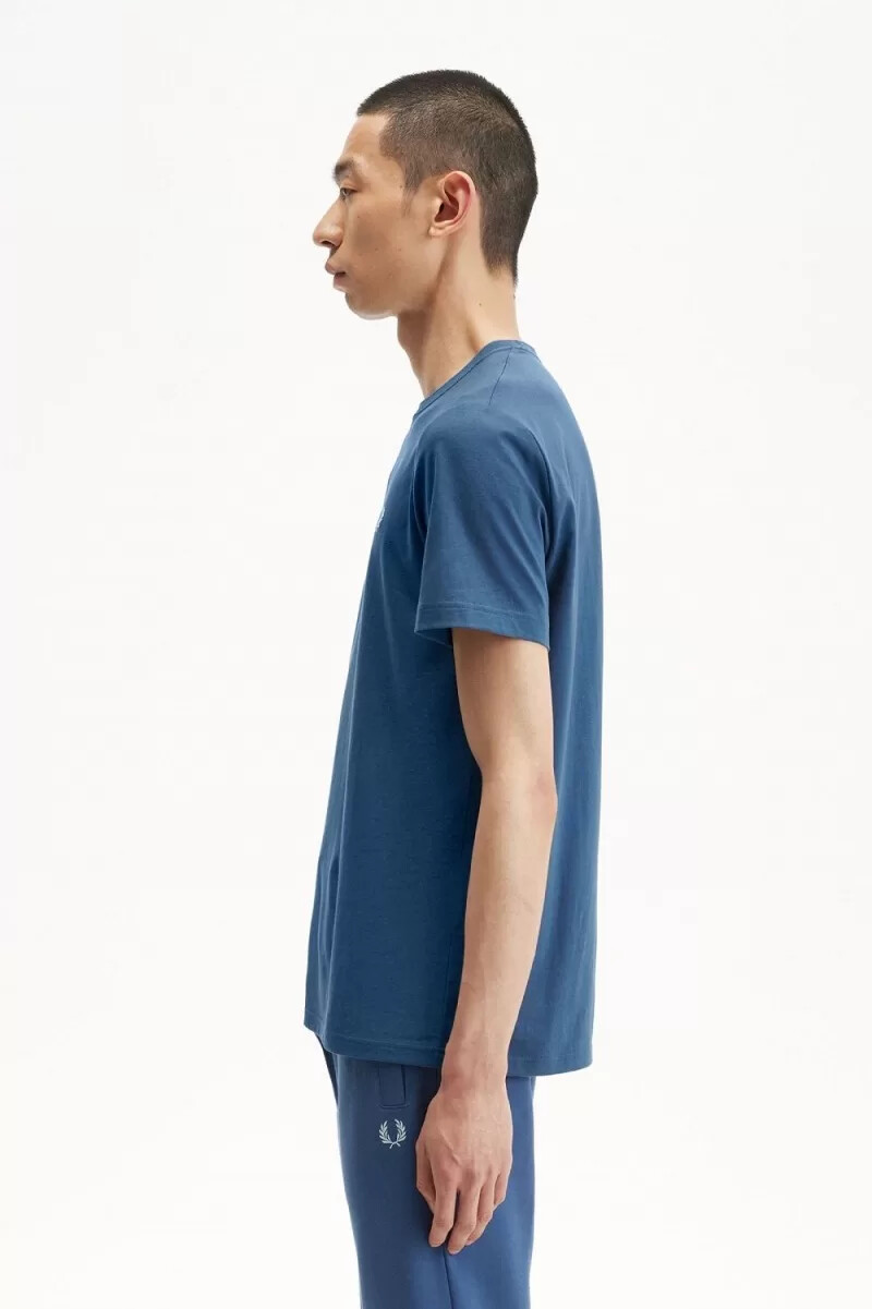 fred perry rund neck herr t-shirt midnattsblå ljus aqua