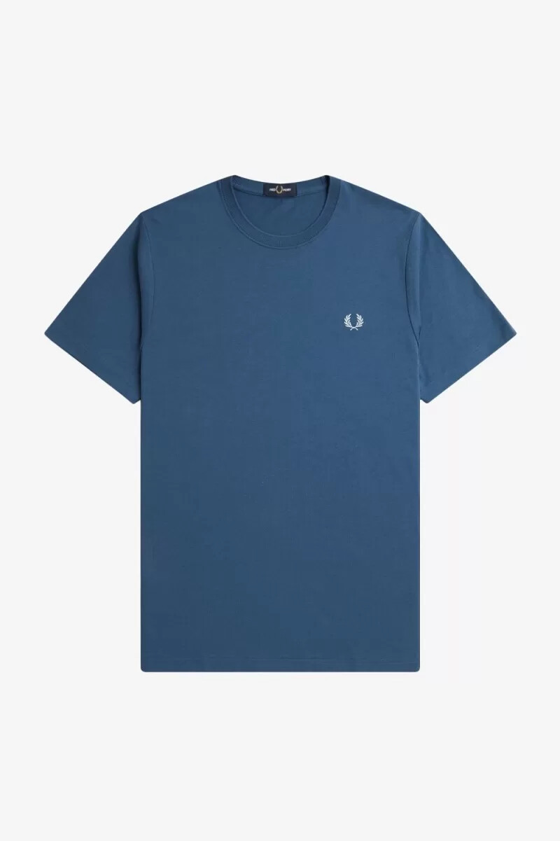 fred perry rund neck herr t-shirt midnattsblå ljus aqua