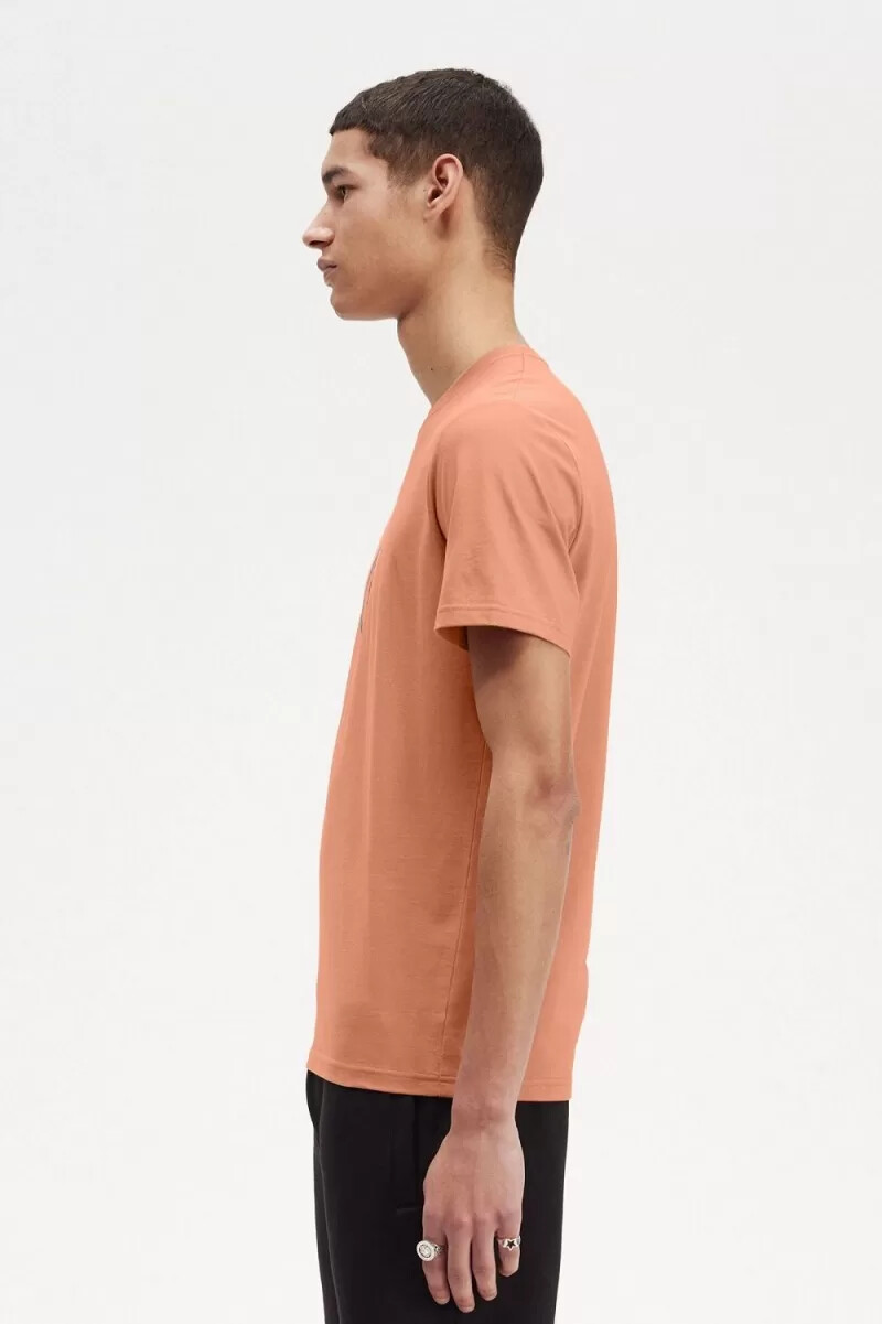 fred perry circle branding herr t-shirt ljusrost