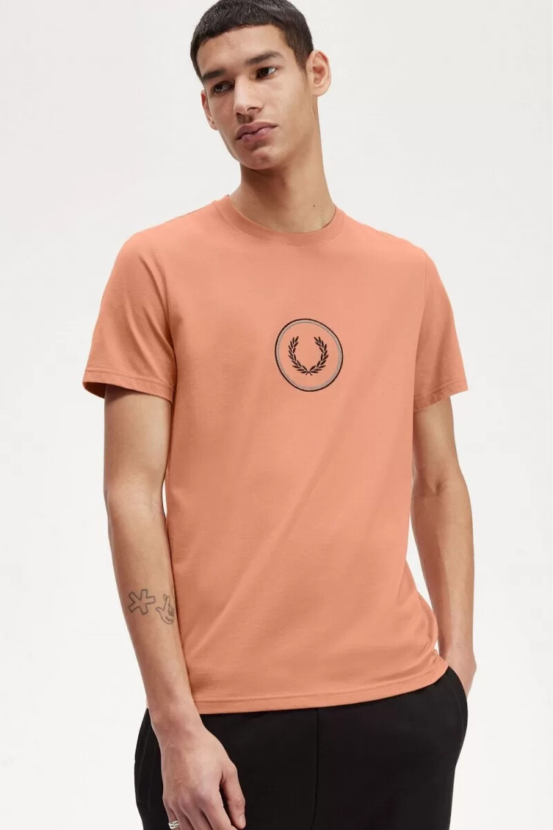 fred perry circle branding herr t-shirt ljusrost