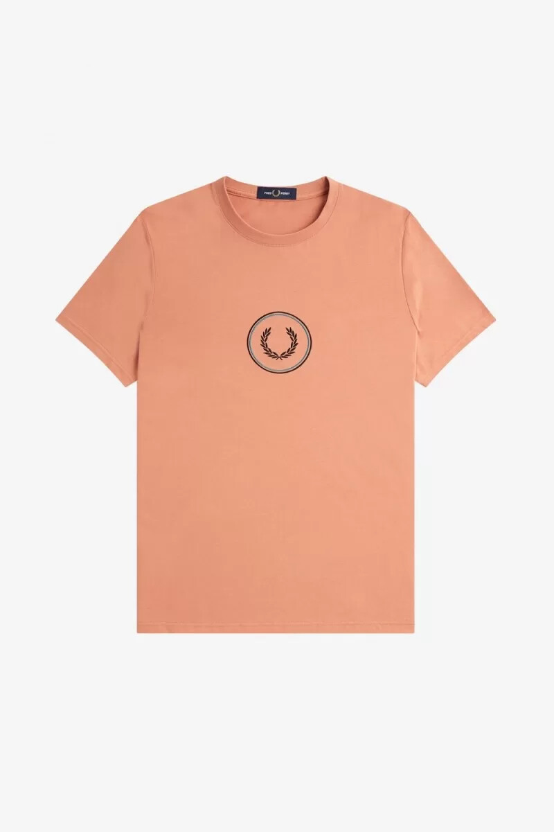 fred perry circle branding herr t-shirt ljusrost