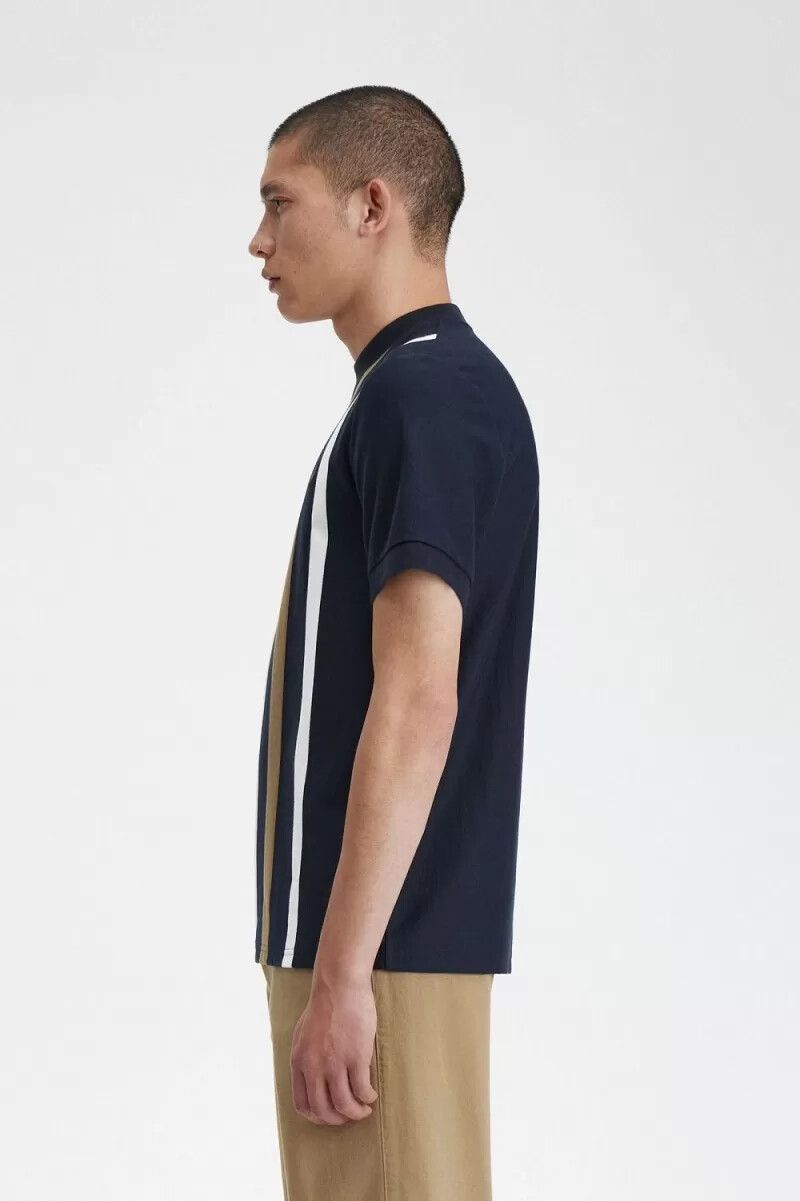 fred perry gradient randig herr t-shirt marinblå