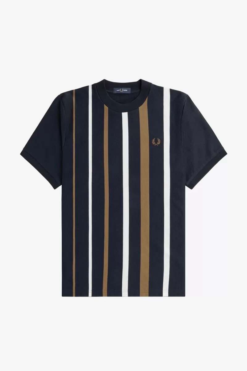 fred perry gradient randig herr t-shirt marinblå