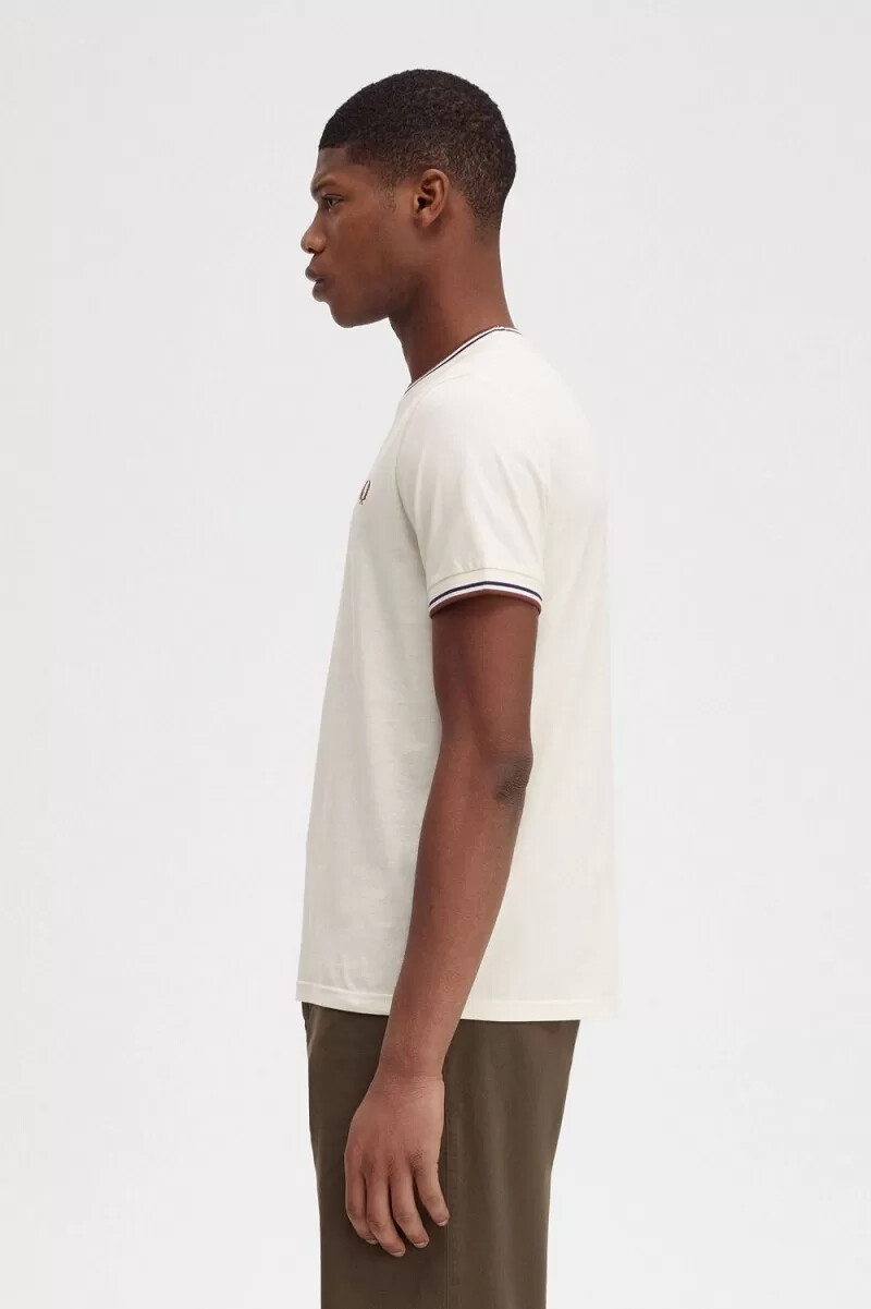 fred perry twin tipped herr t-shirt beige whisky brun