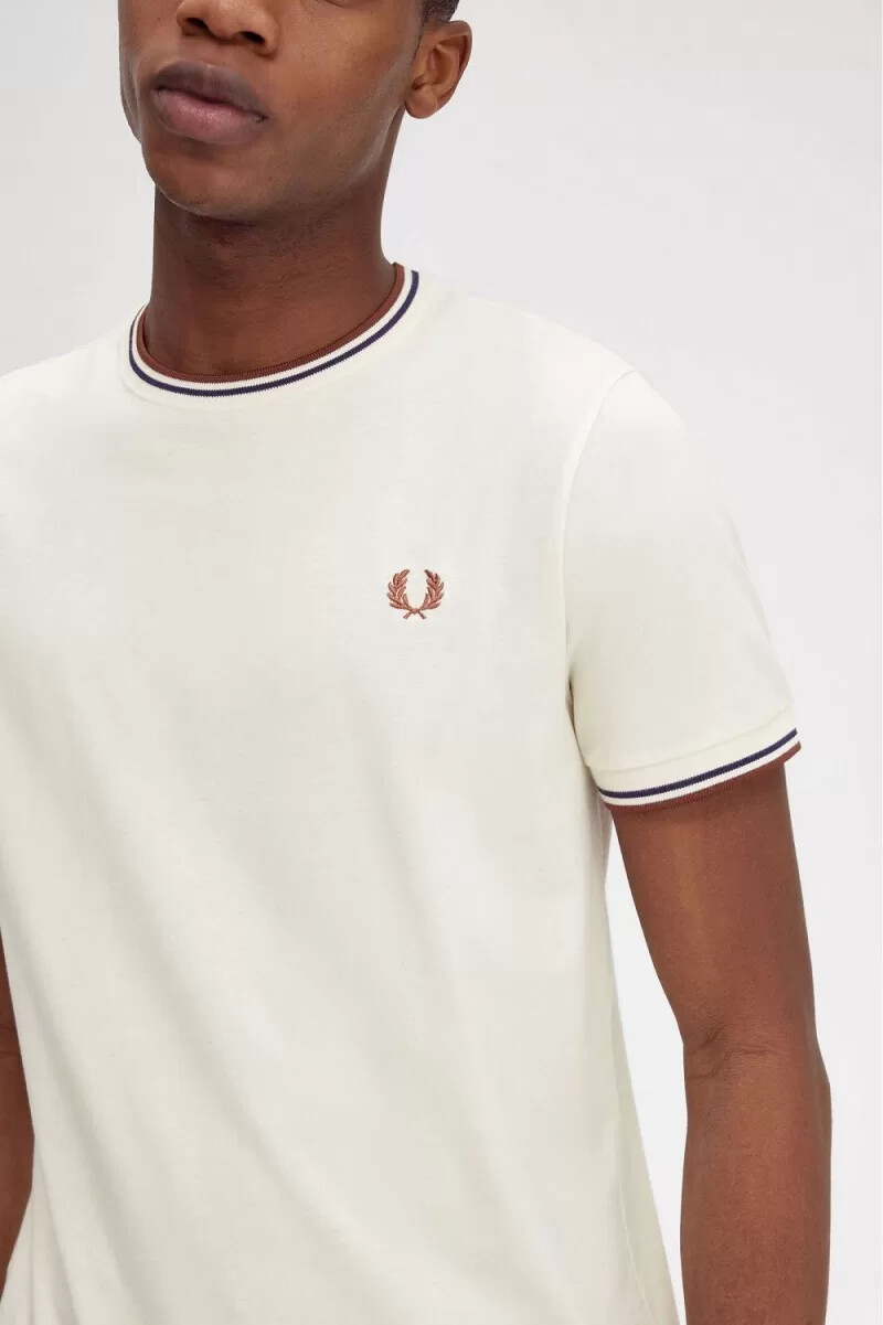 fred perry twin tipped herr t-shirt beige whisky brun