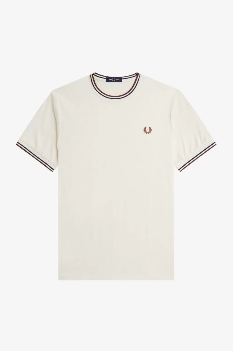 fred perry twin tipped herr t-shirt beige whisky brun