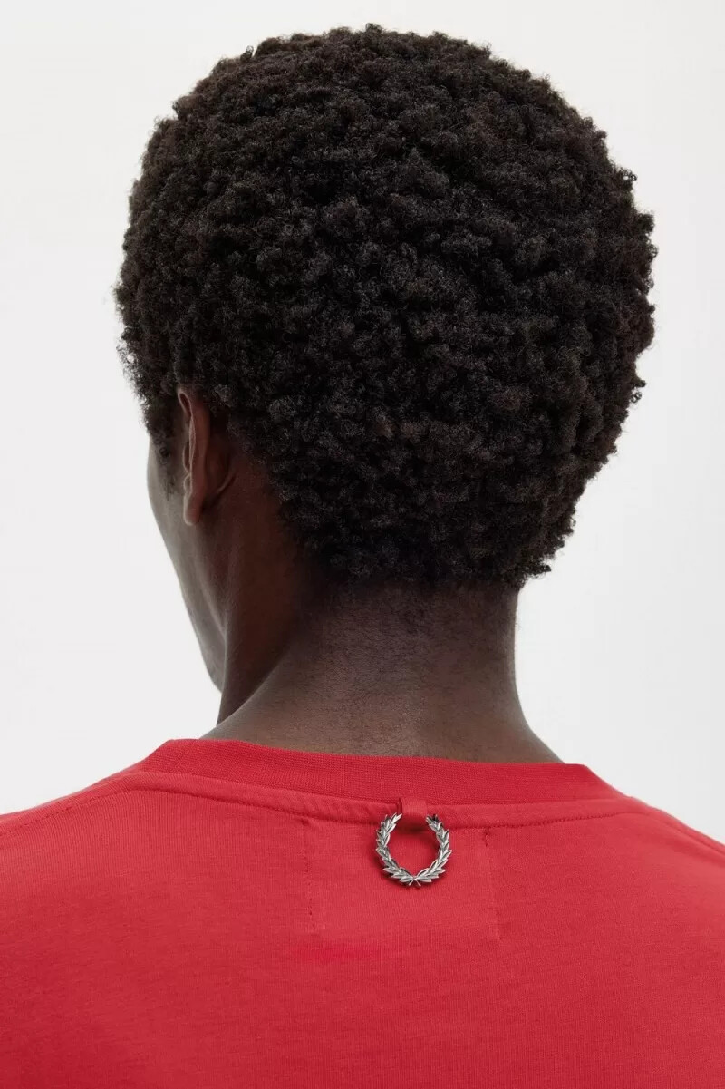 fred perry mönstrad långärmad herr-t-shirt röd