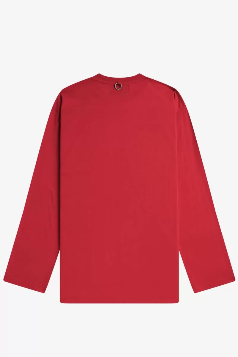 fred perry mönstrad långärmad herr-t-shirt röd