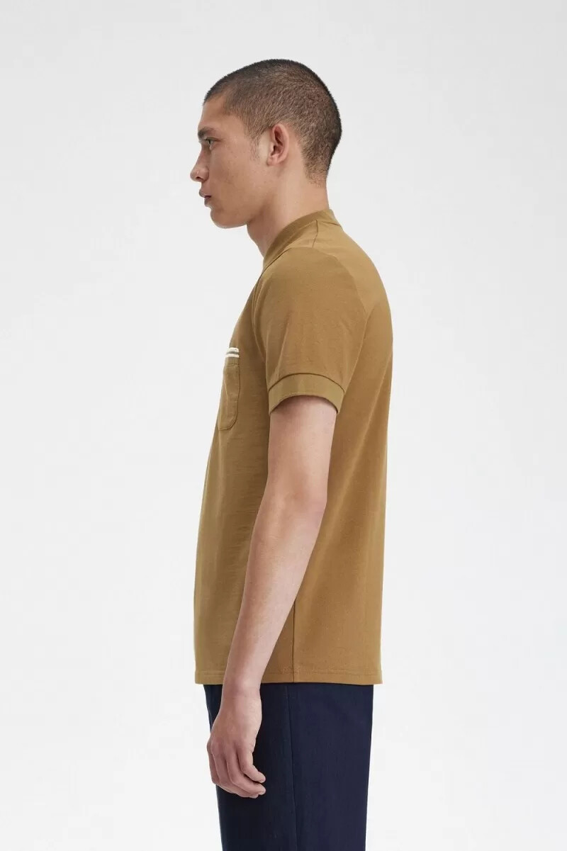 fred perry loopback jersey pocket herr t-shirt brun