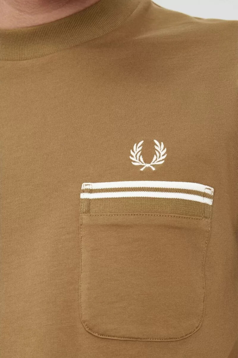 fred perry loopback jersey pocket herr t-shirt brun