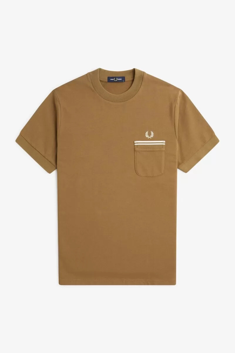 fred perry loopback jersey pocket herr t-shirt brun