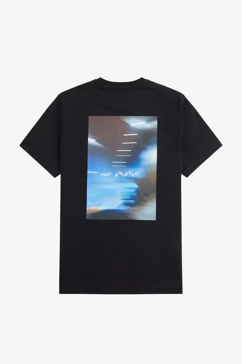 fred perry abstract graphic herr t-shirt svart vit