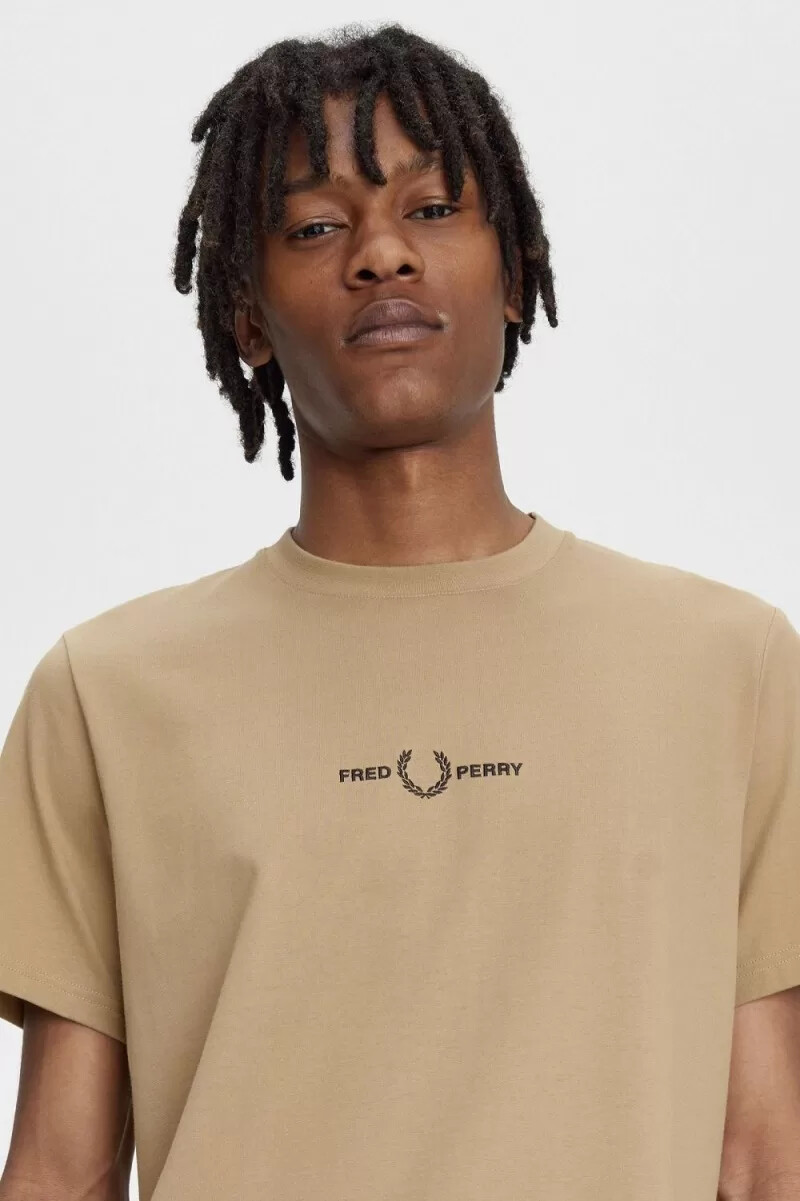 fred perry broderad herr t-shirt grön