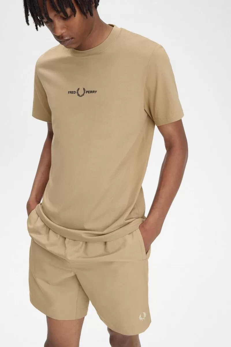 fred perry broderad herr t-shirt grön