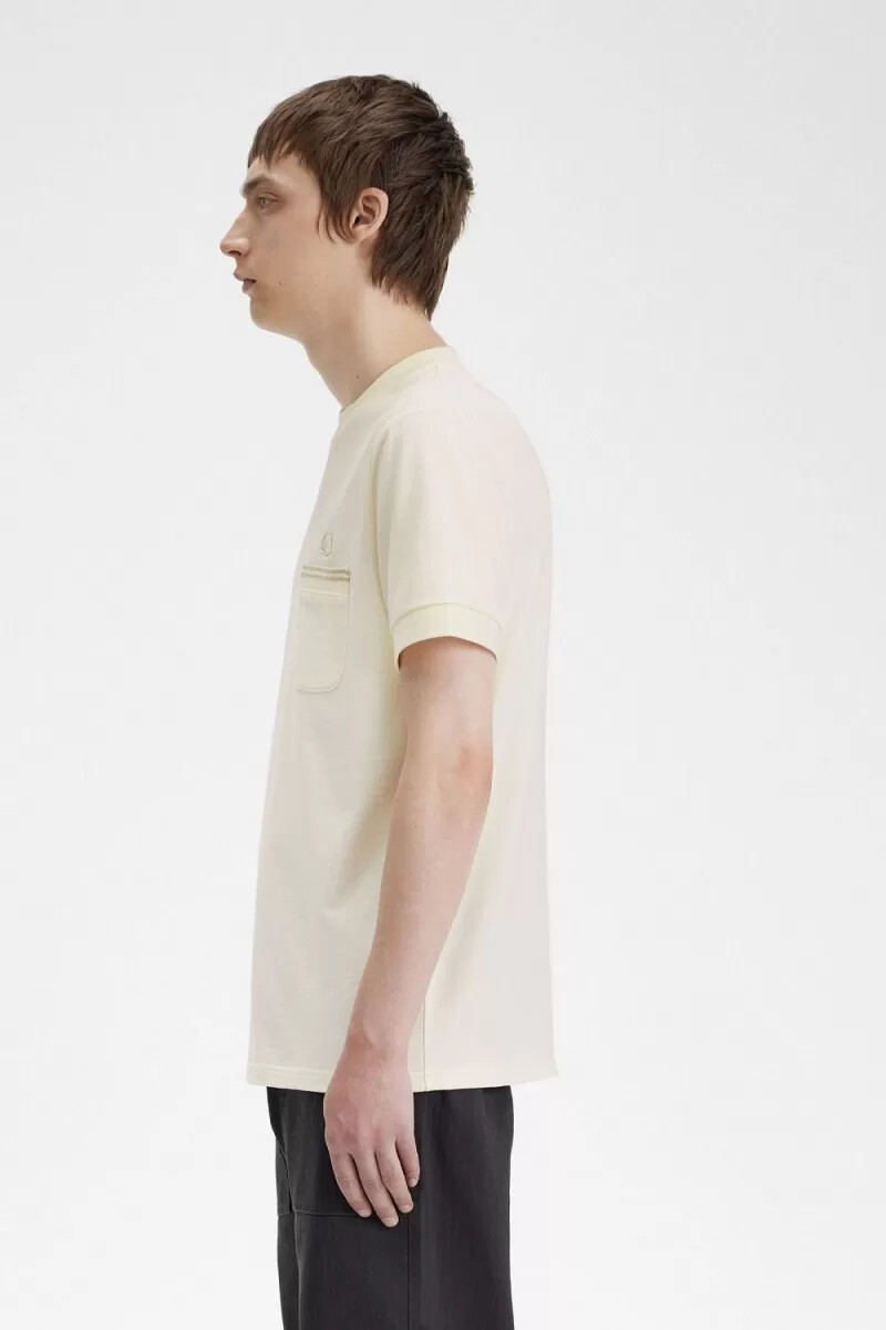 fred perry loopback jersey pocket herr t-shirt beige